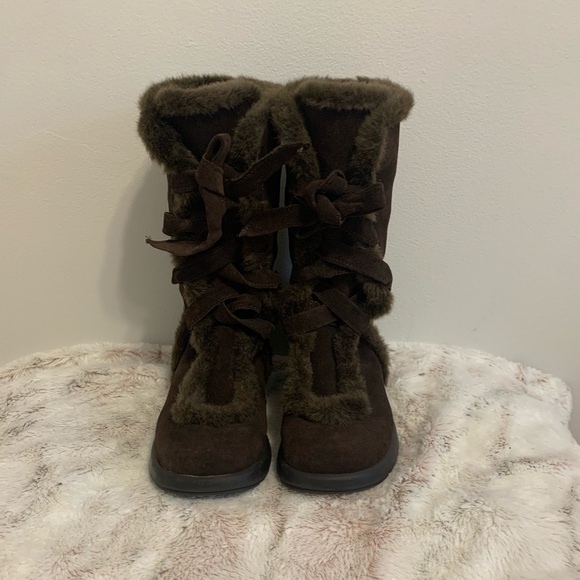 Aerosoles Brown Suede Tie up Boots - Picture 1 of 5